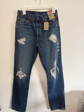 Levi's Straight Ripped Denim Jeans 501 original 29x32